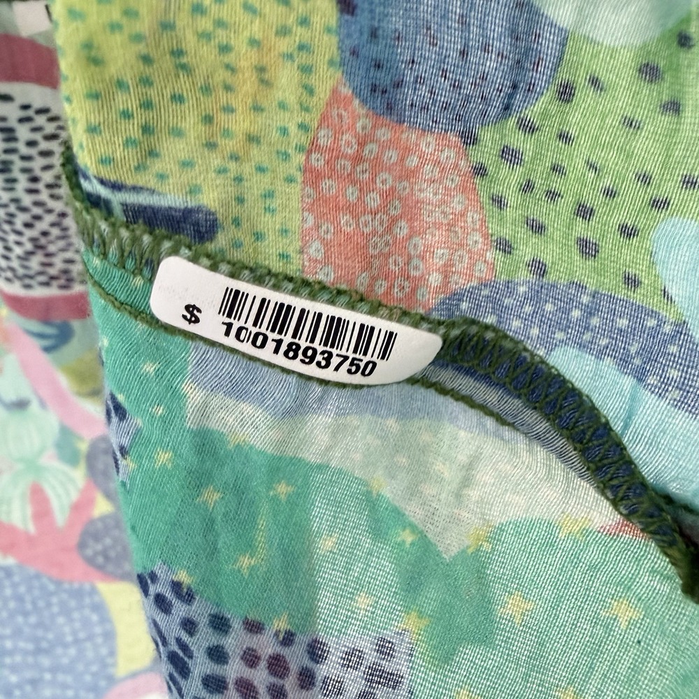 Vilagallo Womens Blouse Tropical Fruit Print Size L 44 Colorful Boho Vacation - Picture 5 of 8